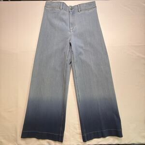 Lafayette 148 NY Clarke Blue Ombre Wide Leg Jeans Size 6